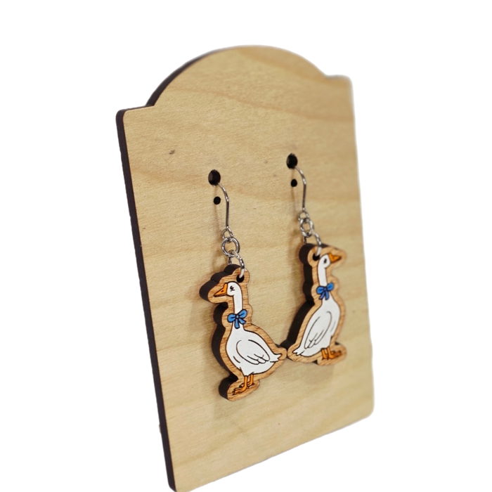 Hand Painted Blue Bow Porch Goose Dangles