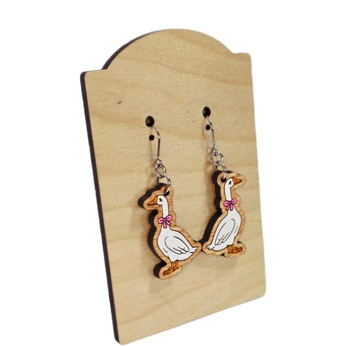 Hand Painted Pink Bow Porch Goose Dangles