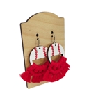  Hand Painted Wood Macrame Baseball Dangles
