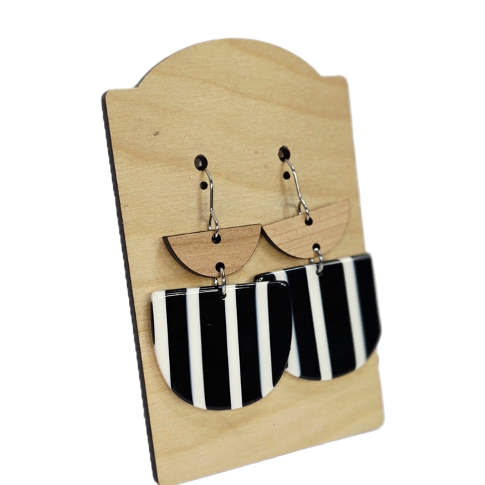 Acrylic Wood Striped Dangles 