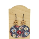  Premium Leather Printed Denim Floral Dangles