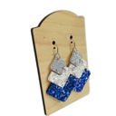 Blue Glitter Leather Stacked Chevron