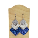  Blue Glitter Leather Stacked Chevron
