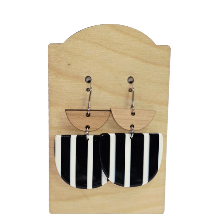 Acrylic Wood Striped Dangles 