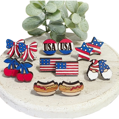 Hand Painted Americana Studs | 30 Styles