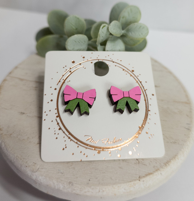 Hand Painted Wicked  Witch Bow Wood Studs