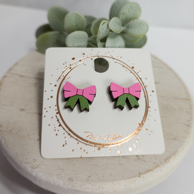 Hand Painted Wicked  Witch Bow Wood Studs