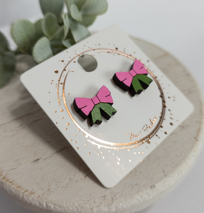 Hand Painted Wicked  Witch Bow Wood Studs