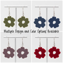  Matte Olive | Boho Flower Acrylic Dangle Earrings
