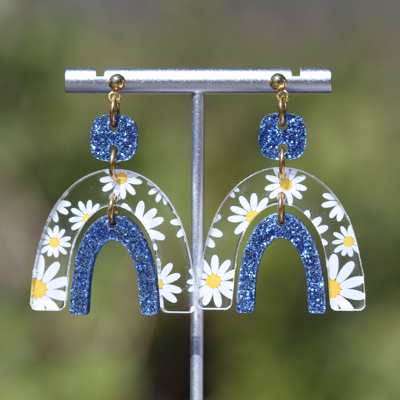 Daisy | Boho Rainbow Acrylic Dangle Earrings