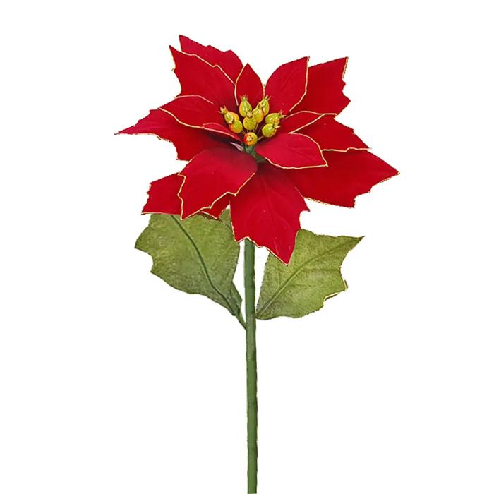 10" Artificial Faux Poinsettia with Stem