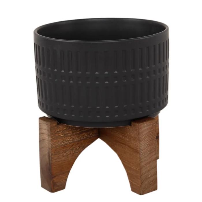7" Roman Matte Black  Ceramic Planter