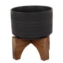  7" Roman Matte Black  Ceramic Planter
