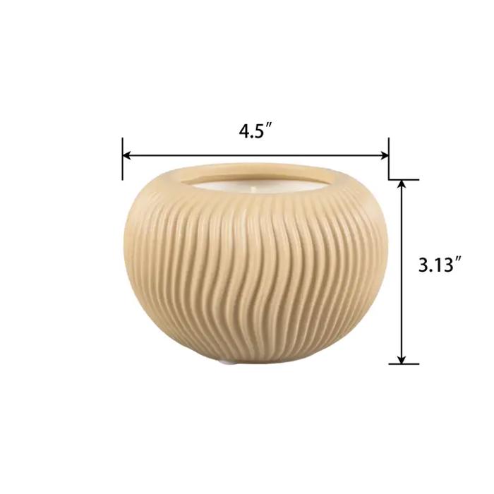 14 oz Wavy Ribbed Ceramic Bowl Candle – Veranda (Beige)