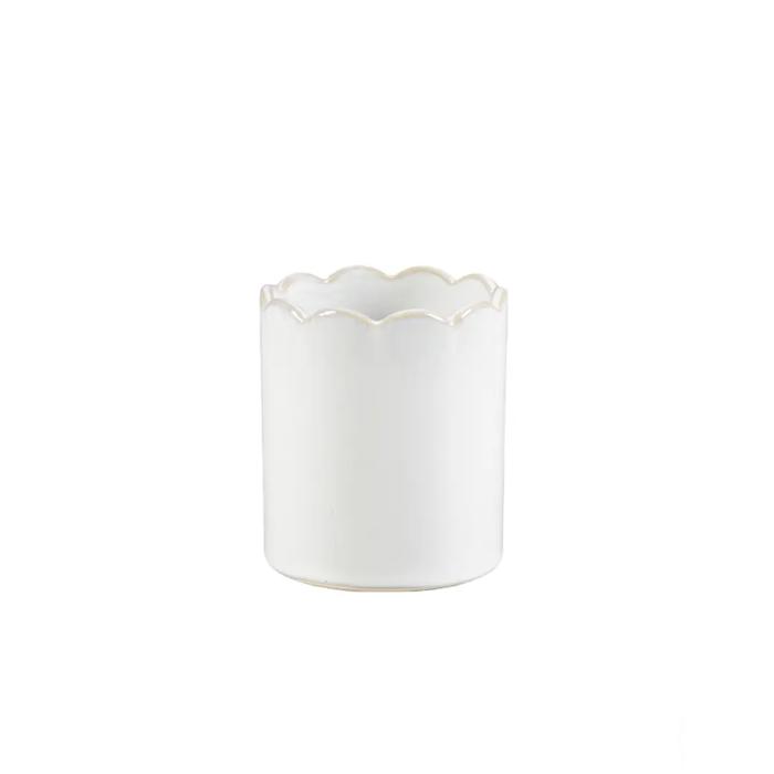 4"H Ceramic Scalloped Edge Pot 