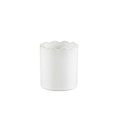 4"H Ceramic Scalloped Edge Pot 