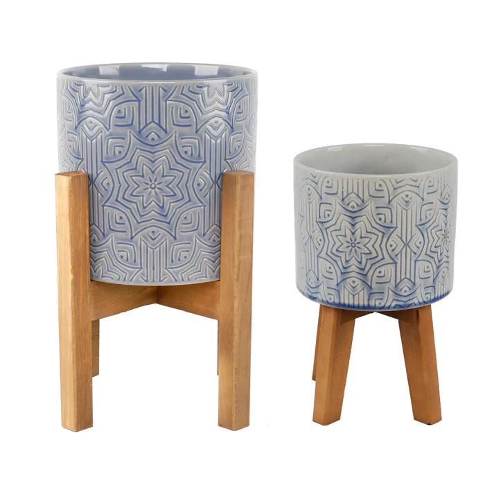  Set of 2 10" & 8"  Star Ceramic Planters
