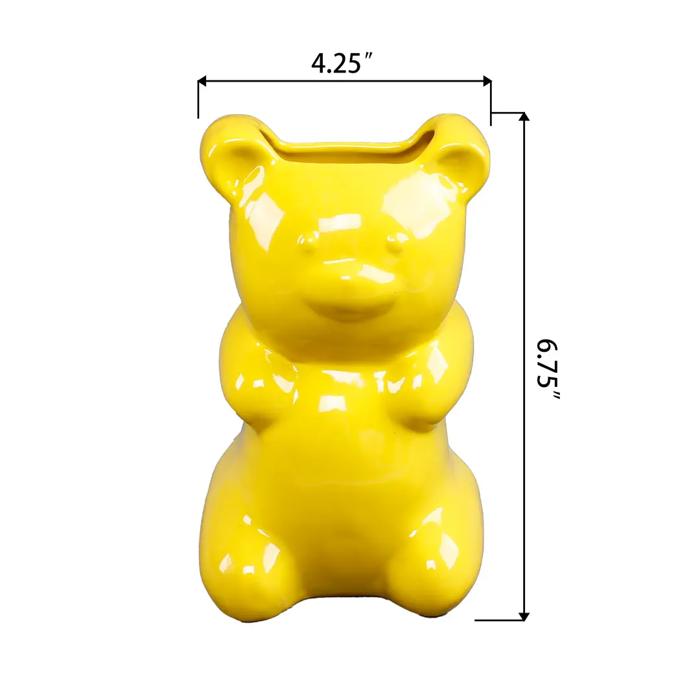 6.75"H Yellow Gummy Bear Ceramic Vase 