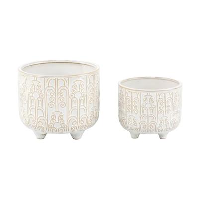 Set of 2 Vintage Footed Planters