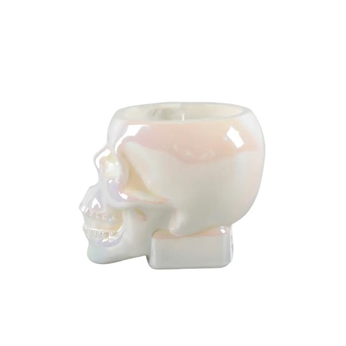 3.5"D Iridescent Glass Skull Candle - (9 oz)