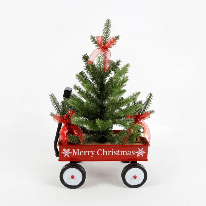 20" Pine Tree in Tin Wagon