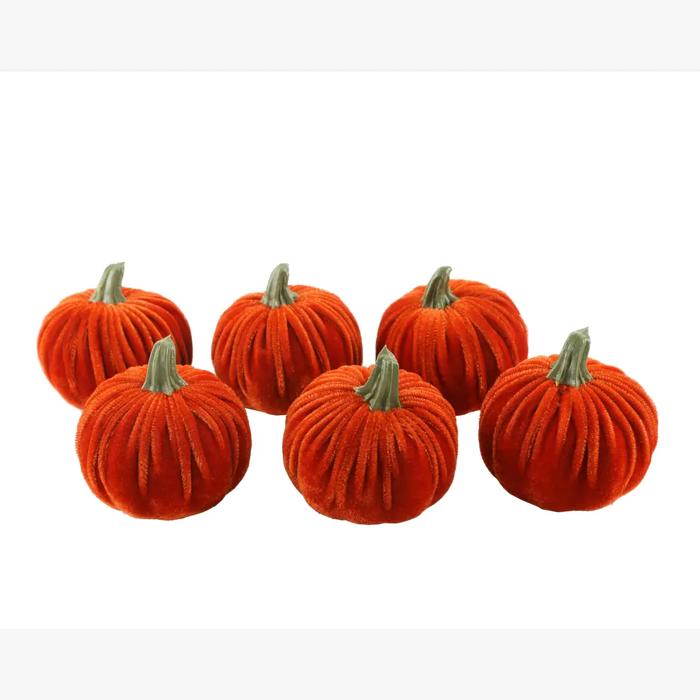 Set of 6 Velvet Pumpkins