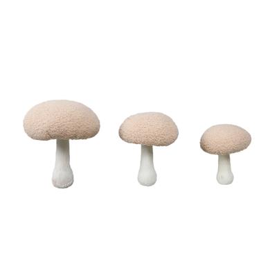 Set of 3 Boucle Mushroom on Natural Stem L,M,S (APRICOT)
