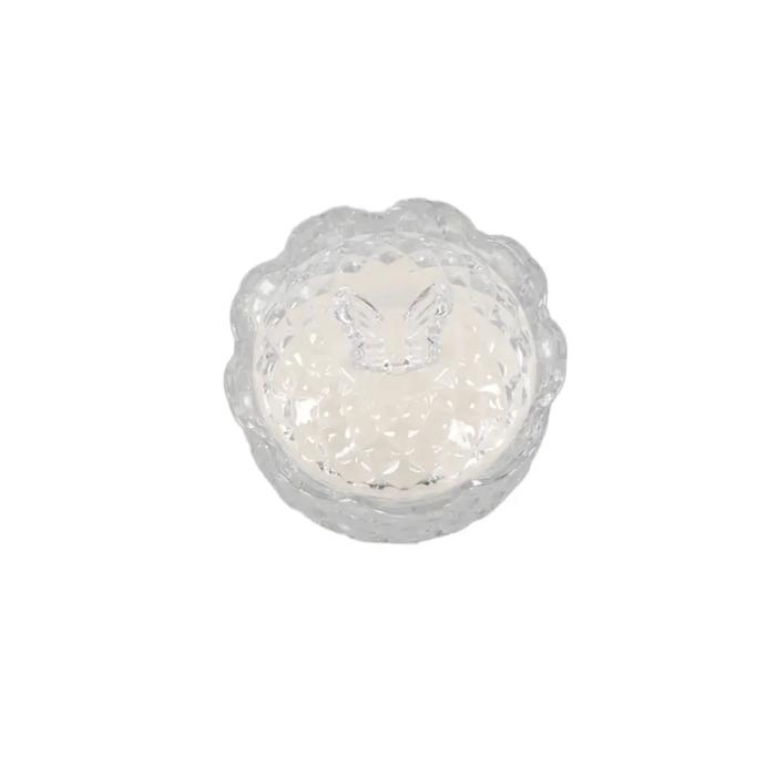 4.5” Clear Cut Glass Lidded Candle – Peony Garden 