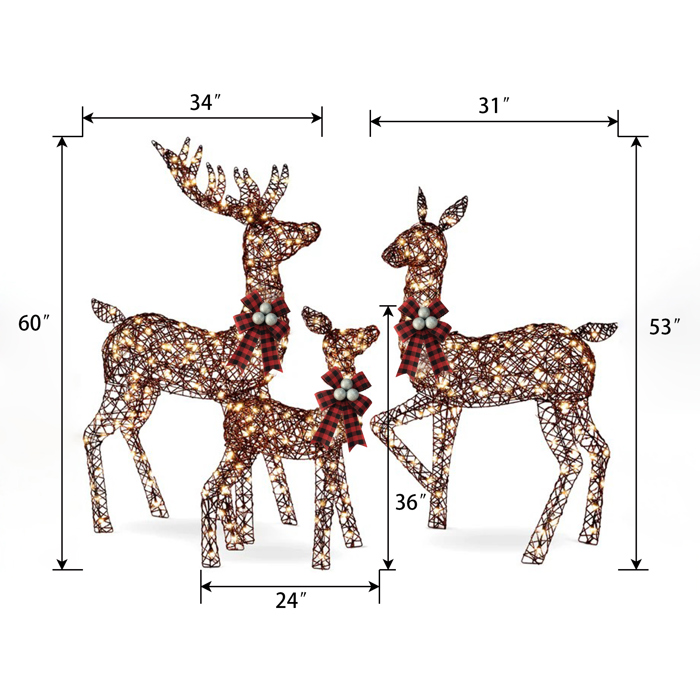 5FT 3-Piece Deer Family Set, 360 LED Lights