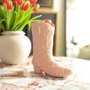 Pink 8.5" Pink Ceramic Cow Girl Boot Vase
