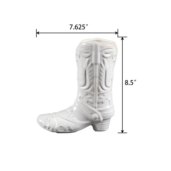8.5" Pink Ceramic Cow Girl Boot Vase