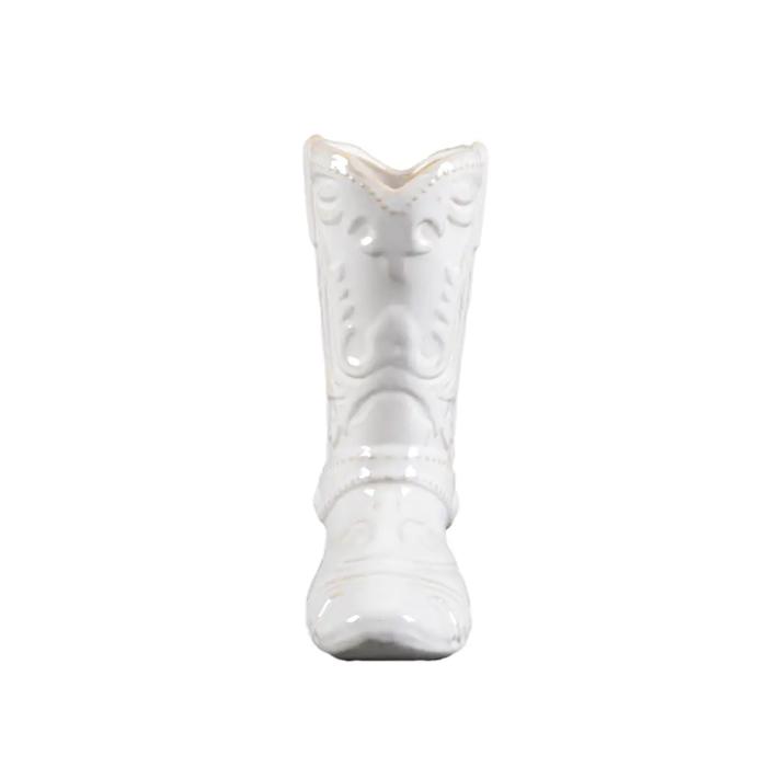 8.5" Pink Ceramic Cow Girl Boot Vase