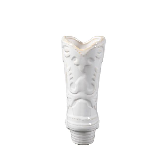 8.5" Pink Ceramic Cow Girl Boot Vase