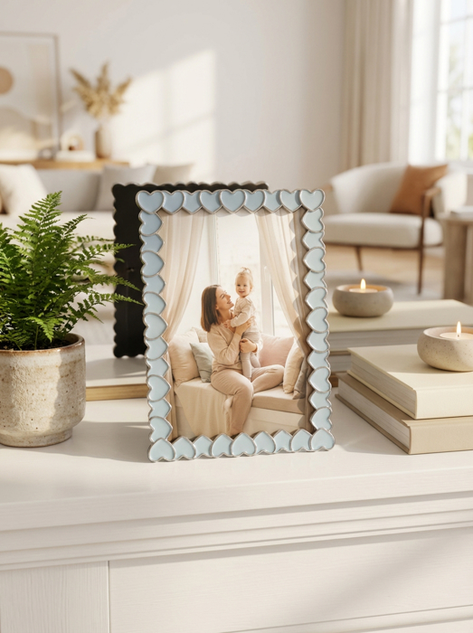 4x6 White Heart Zinc Alloy Frame