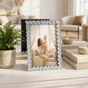 Blue 4x6 White Heart Zinc Alloy Frame