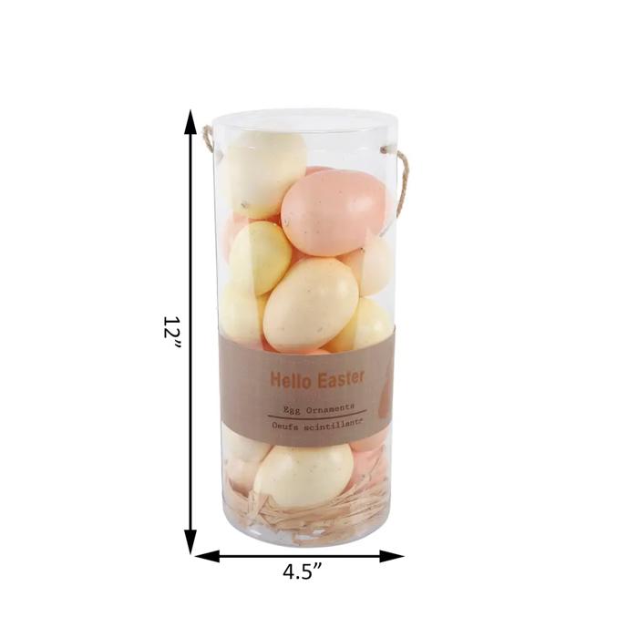 Hello Easter Egg Ornaments in Clear Cylinder