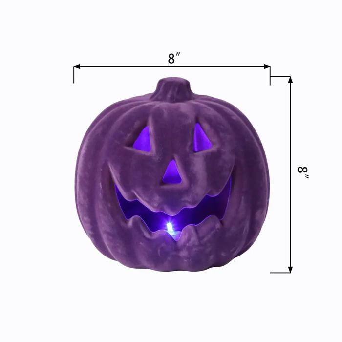 8" LED Black Velvet Pumpkin
