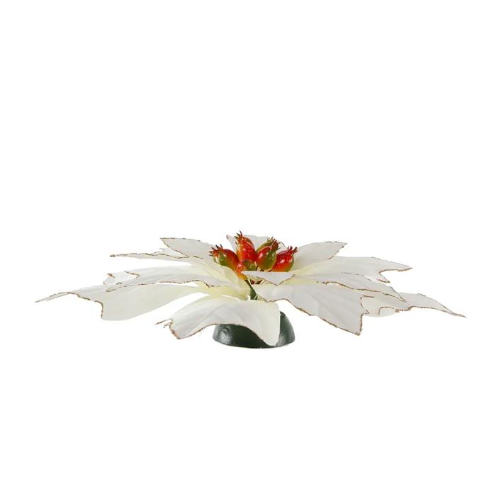 22" Artificial Faux Poinsettia with Suction Cup