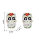  4" Set of 2 Day of Dead Colorful Skulls 