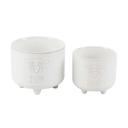  Set of 2 Bee Kind & Bee Happy Ceramic Footed Pots