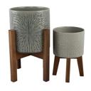  Set of 2 10" & 8"  Sunburst Ceramic Planters