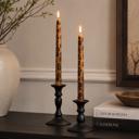  Set of 10.1" Hand Painted Brown Leopard Taper Candles (5oz)