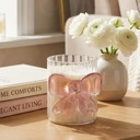  3.5"H Glass Candle w/Bow (7.1 oz) -Sparkling Champagne