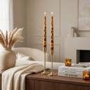  Set of 10.1" Hand Painted Brown Leopard Taper Candles (5oz)