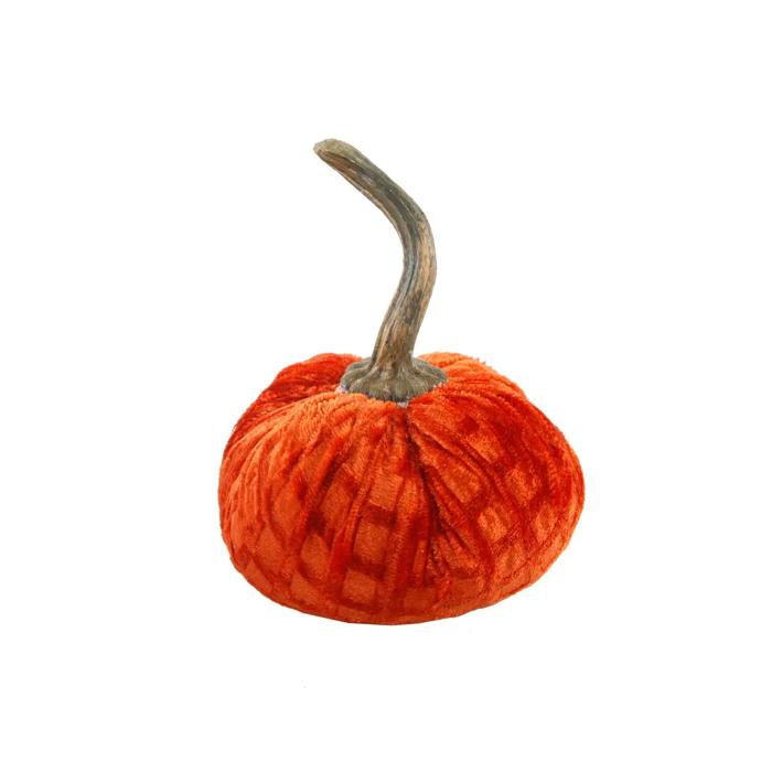 4.75" Plaid Velvet Pumpkin