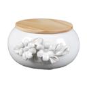  5.52" Ceramic Flower Candle with Wood Lid - Peony