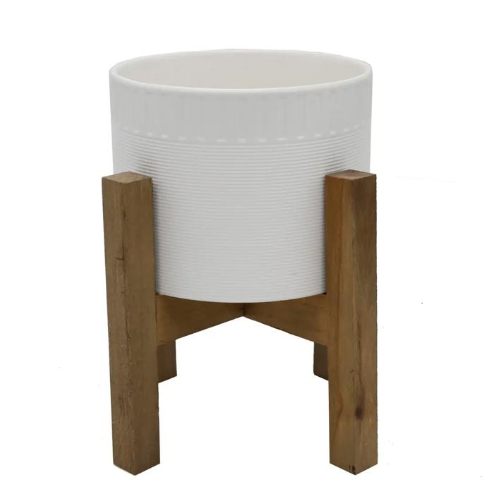 8" Dumpling Ceramic Pot on Stand 