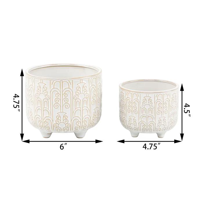 Set of 2 Vintage Footed Planters