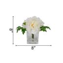  9.5" Pink Silk Peonies in Glass Vase (CRM)