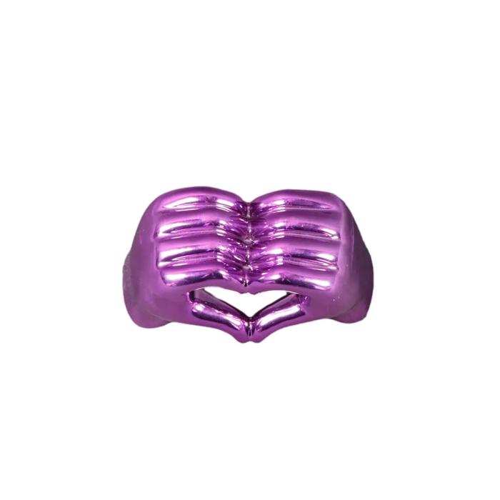 7.5"L Metallic Pink Ceramic Heart Hand